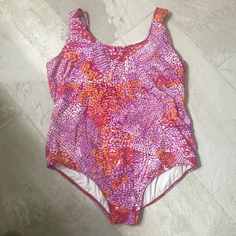 Bright Pink Orange  Multi Colored Catalina One Piece Swim Suit | 3X ( 22W )
